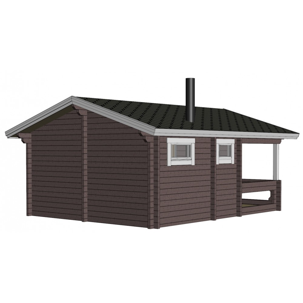 Sauna Sulo - Mallinnuskuva takavasemmalta