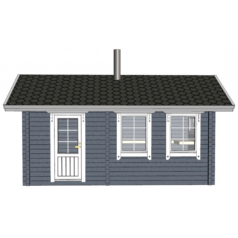 Sauna Tuiske 92 mm (Yhden ulko-oven malli) - Mallinnus edestä