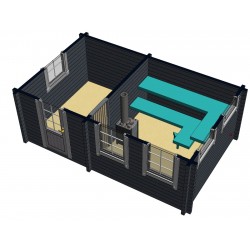 Sauna Tuiske 92 mm (Yhden ulko-oven malli) -Vaakaleikkaus