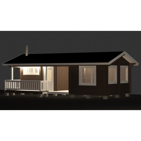 Sauna Otso pukuhuoneella - simulaatiokuva etuoikealta