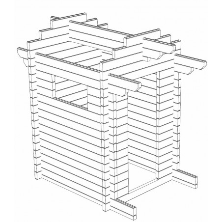 Puucee harjapukki - Hirsikehikko 3D-kuvana
