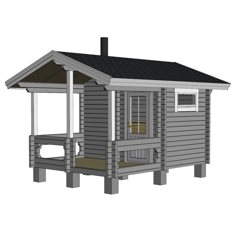 Sauna Kurkilampi - Mallinnuskuva etuoikealta