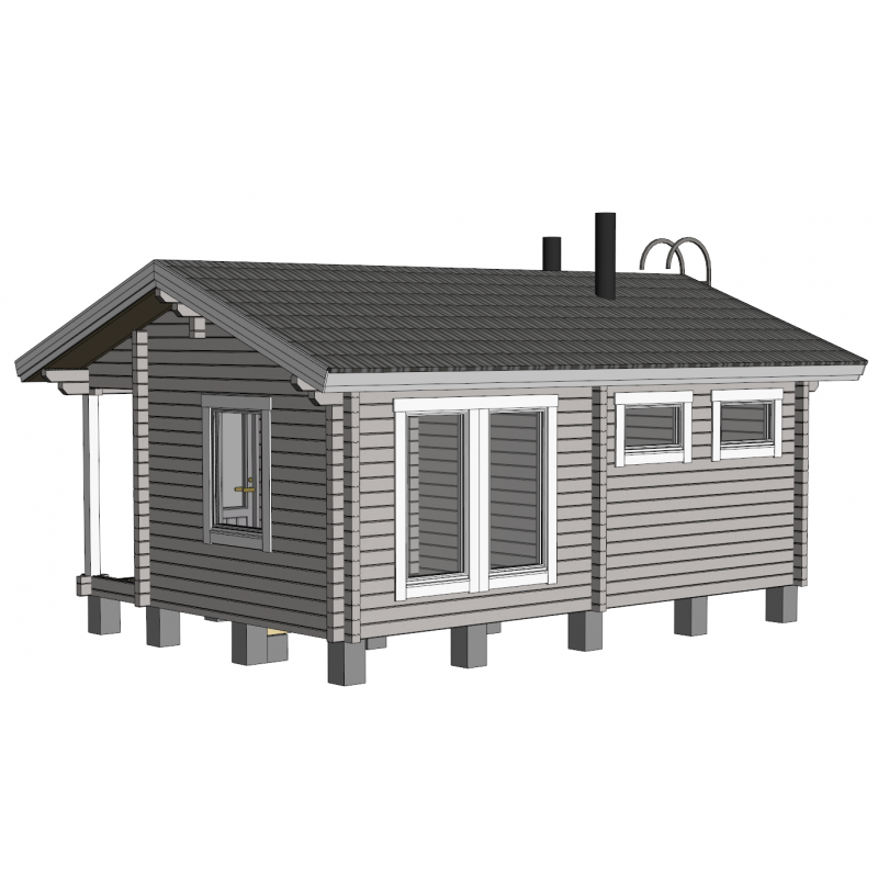 Sauna Kuusivaara - Mallinnuskuva takaoikealta