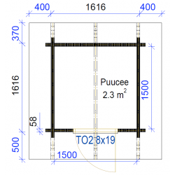 Puucee Sompala - Pohjakuva 58 mm hirsivahvuudella