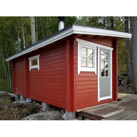 Sauna Pekka - Valokuva takaa käyntioven puolelta
