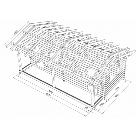 Hirsikehikko Pariaitta Tilasiesta 90x195 - Mallinnuskuva hirsikehikosta