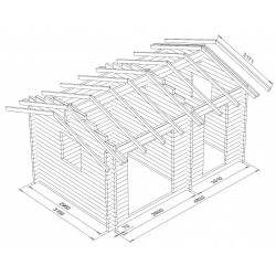 Hirsikehikko parivarasto Harjaheikki 15 - 3D-Hirsikehikon-mallinnuskuva