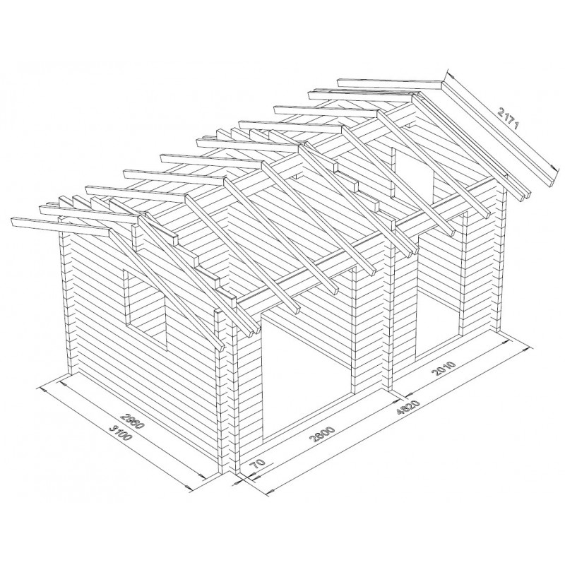 Hirsikehikko parivarasto Harjaheikki 15 - 3D-Hirsikehikon-mallinnuskuva