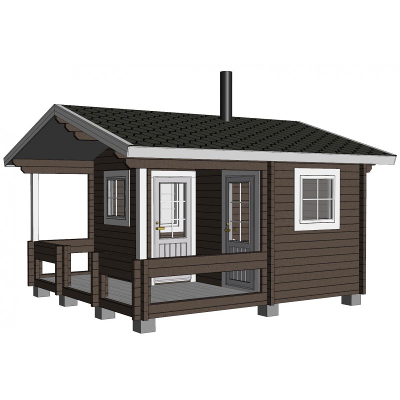 Hirsikehikko, Sauna Pilvi, 70 mm - Mallinnuskuva etuoikealta