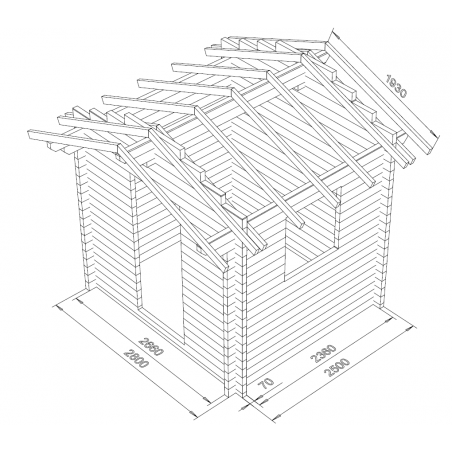 Hirsikehikko, Varasto Seiska, 70x145 - Hirsikehikon 3D mallinnus