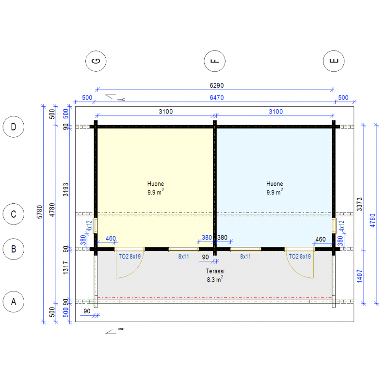 Parivarasto Atte 22, 90x195 - Pohjakuva