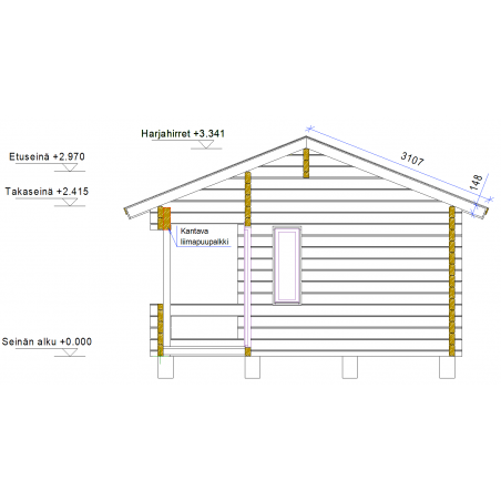 Parivarasto Atte 22, 90x195 - Leikkauskuva