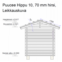 Hirsikehikko Varasto-Puucee Hippu 10 - Leikkauskuva