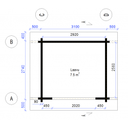Laavu Loiste, 90x195, hirsikehikko