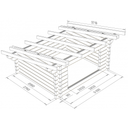 Laavu Loiste, 90x195, hirsikehikko