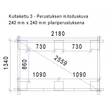 Kultakettu 3 - Perustuksen mitoituskuva