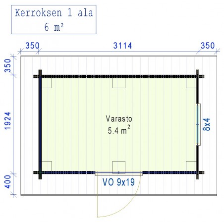 Kultakettu 6 - Pohjakuva 58 mm hirrellä