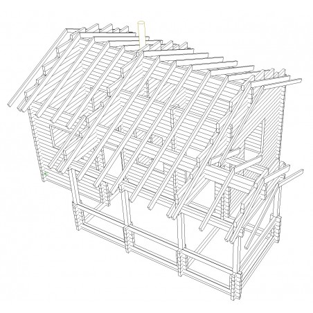 Saunamökki pikkukeidas - Hirsirunko + katon tukirakenteet