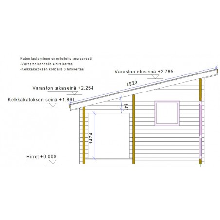 Varastorakennus Kelkkakettu - Leikkauskuva