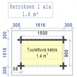 Puukatos Viima - Pohjakuva 58 mm hirrellä