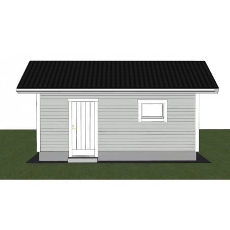 Pihavarasto Hitu - Mallinnuskuva etuseinästä